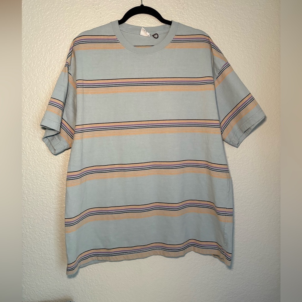 UO Dillon Open Variegated Stripe Tee Blue Large
